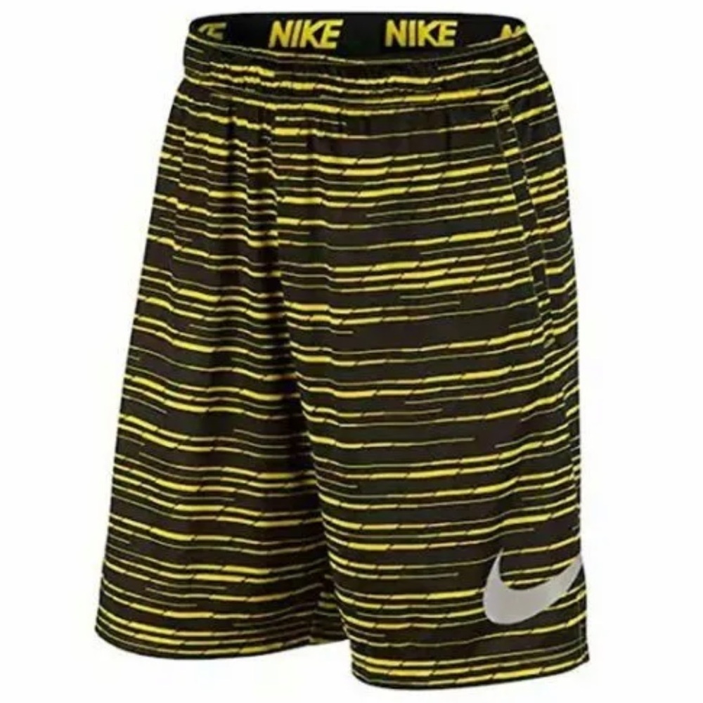 ✅ Nike 9" Dri-Fit Men's Training Predator Shorts Striped Black Yellow size L